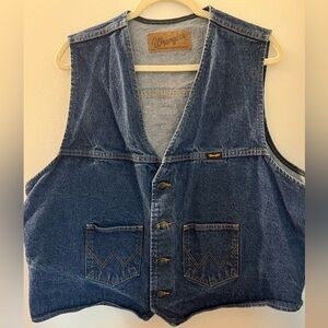 Wrangler® Men's Traditional Unlined Button Front Western Denim Vest, Vintage